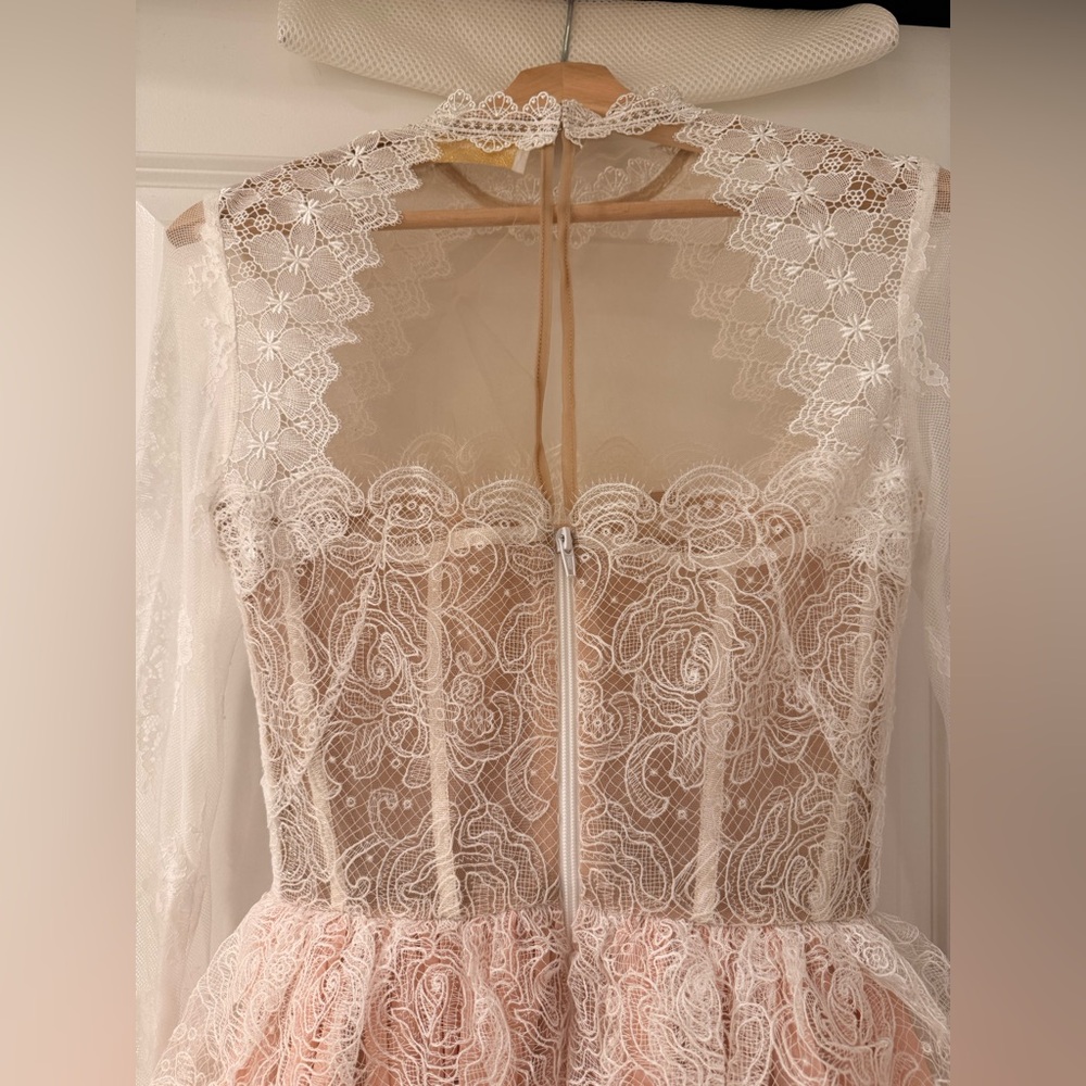 NWOT BRONX AND BANCO Daphne Ivory blush Long Sleeve Mini Dress - Picture 13 of 16